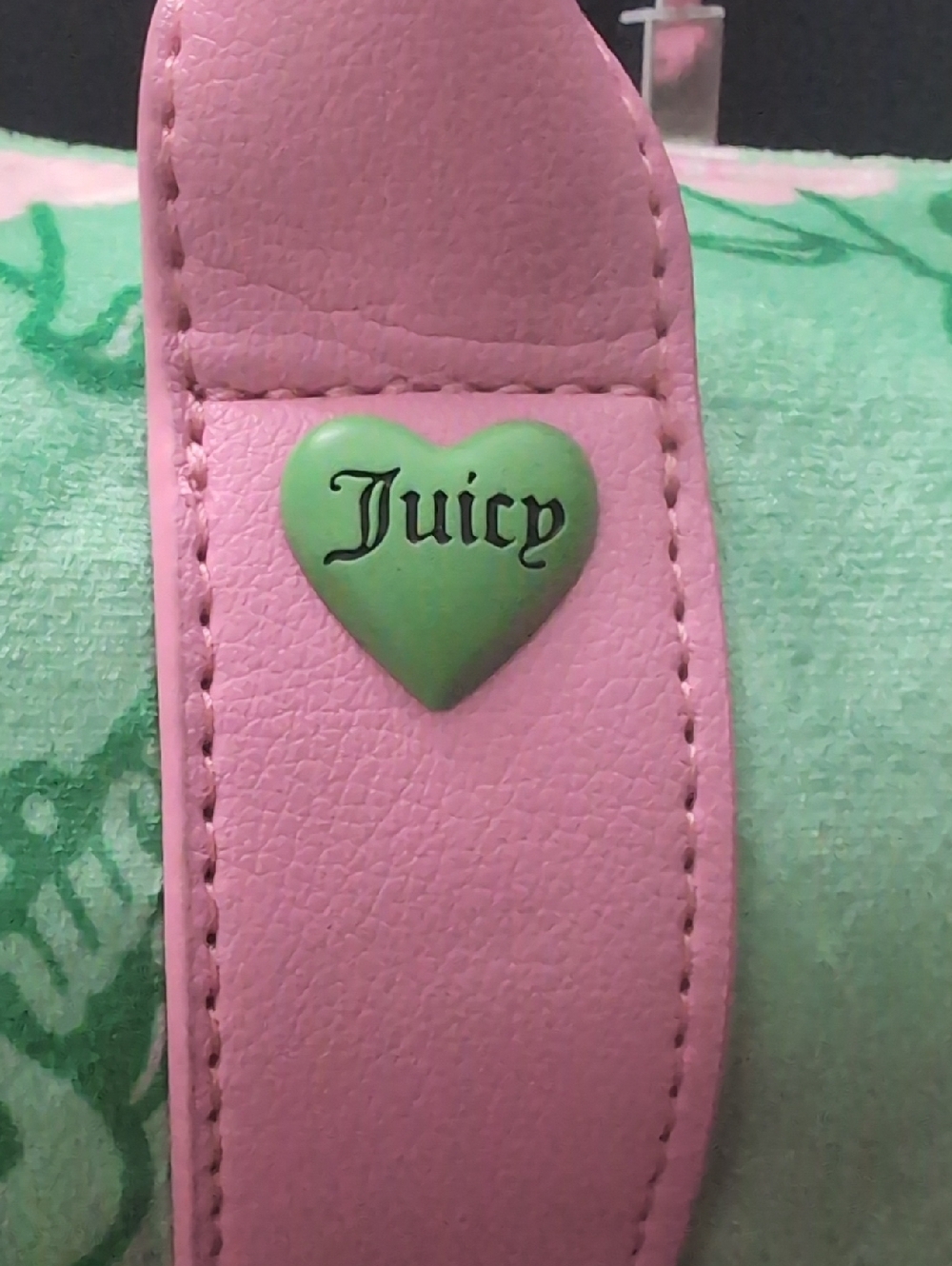 NWT,Juicy Couture 'Retro Juicy Cherry's Green/Pink Mini Barrel Bag. - Picture 5 of 14